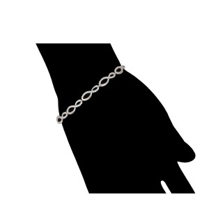 Eleganta rokassprādze ar baltiem cirkoniem, platīna pārklājums, garums 19-21 cm